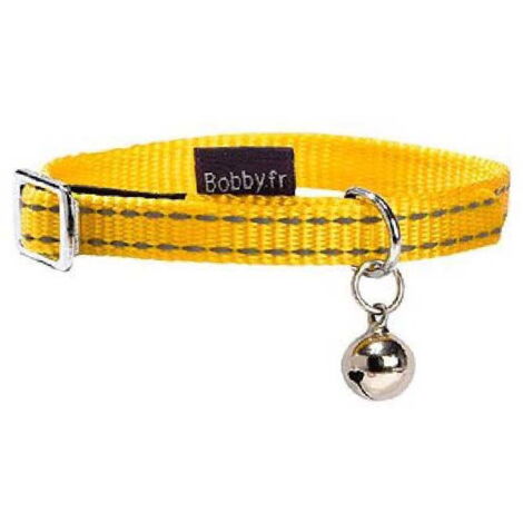 Collare in nylon giallo con campanello modello Chat per gatti
