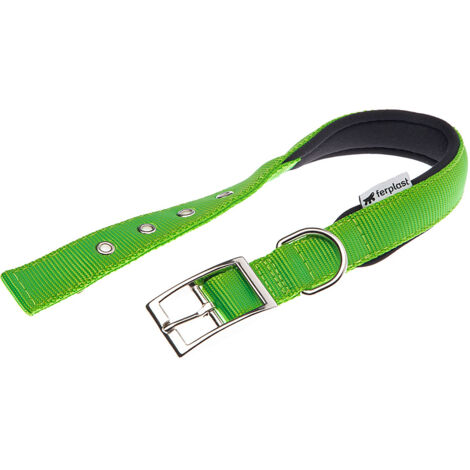 collare in nylon modello c25/45 imbottito per cane e colore verde.