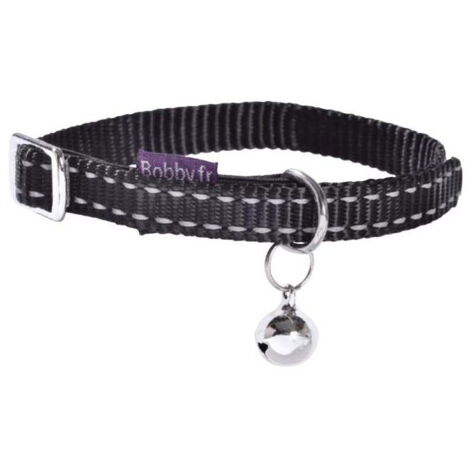 Collare in nylon nero con campanello modello Chat per gatti