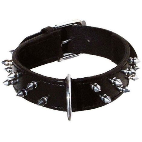 Collare in similpelle nero con borchiette metalliche Modello Rock per cani: Collare nero 55 x 3,7 cm