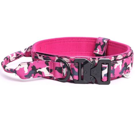 Collare militare per cani di taglia media, regolabile in nylon con maniglia