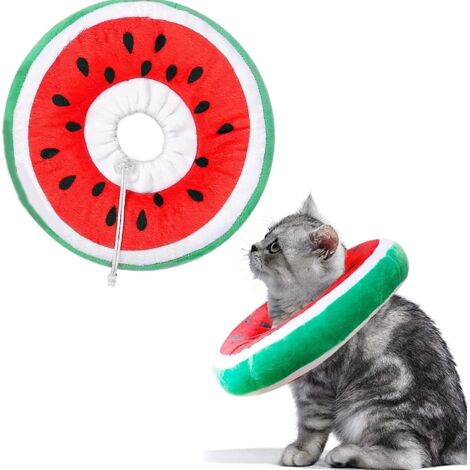 Collare morbido per la guarigione delle ferite dei gatti, collare protettivo per la convalescenza post-operatoria, simpatico collare a cono regolabile a forma di anguria per gatti, gattini e cuccioli,