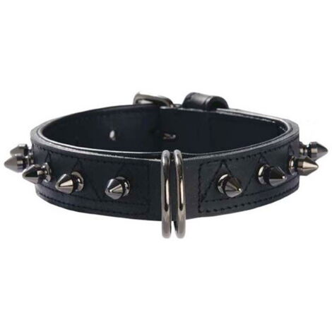 Collare nero 40 x 2,5 cm: Collare in similpelle nero con borchiette metalliche Hercule Bobby per cani