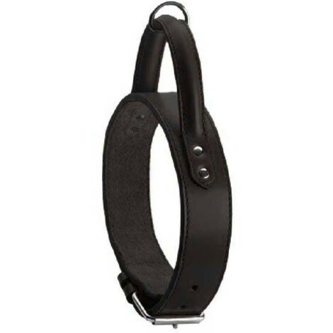 Collare nero 88 x 5 cm: Collare nero in pelle con maniglia modello Bombee per cani