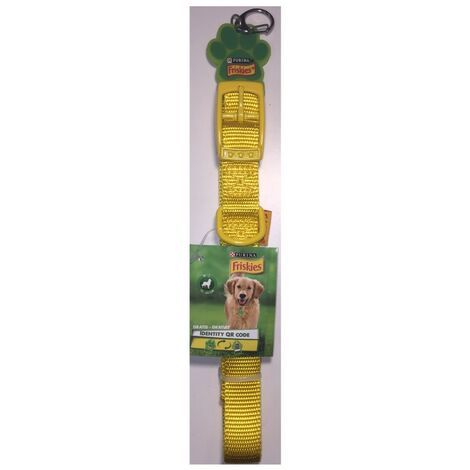 Collare per cani giallo - Taglia ML 35-55 cm - Codice QR - Friskies Purina