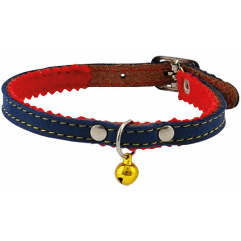 Collare per gatto in cuoio foderato con campanellino 30 cm