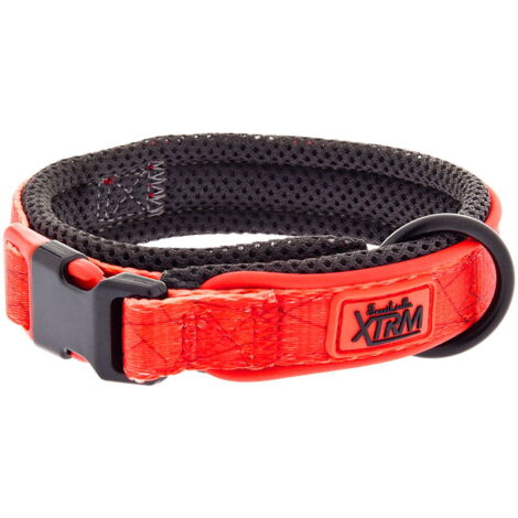 Collare resistente in mesh traspirante non strappa il pelo e non irrita la cute con bordo riflettente modello XTRM per cani: 2 x 35x45 cm - Rosso