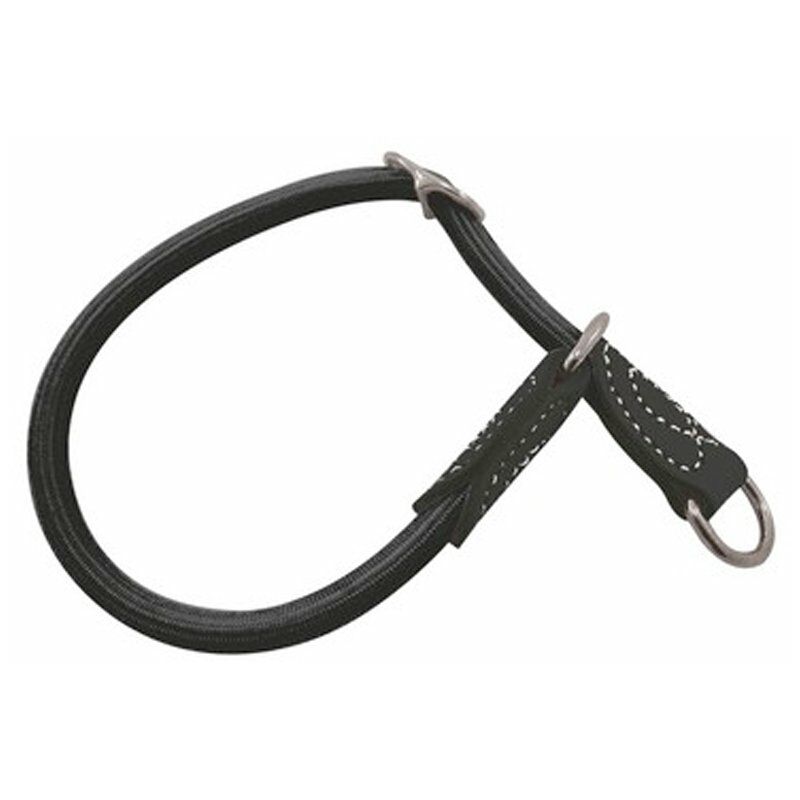 Croci - Collare tubolare in corda con finiture in similpelle per cani: nero 12 x 500 mm