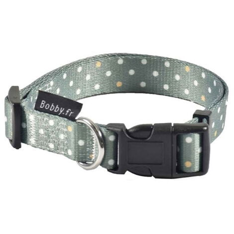 Collare verde 1 x 18-28 cm: Collare in nylon verde decorazioni a pois bianchi modello Pretty per cani