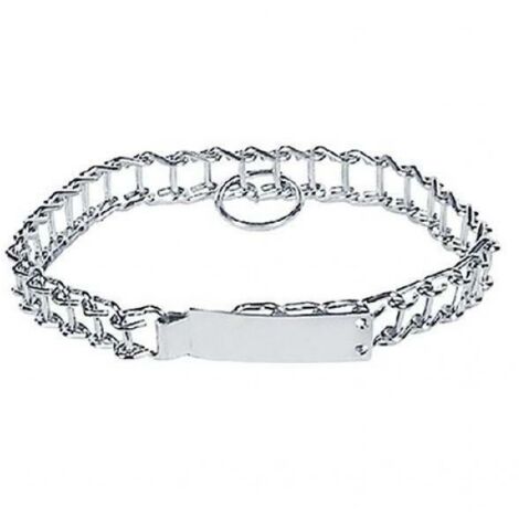 Collare Per Cani In Acciaio Nichelato - Maglia A Scaletta 50cm Con Targhetta Incidibile - Foto 6