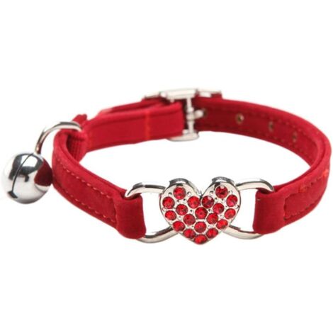 Collari per gatti con ciondolo a forma di cuore e cristalli scintillanti, articoli per animali domestici, colore rosso