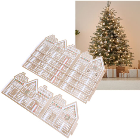Collarín para árbol de Navidad con forma de casa de jengibre, fabricado en PVC, 66 cm, con luz LED, decoración festiva.