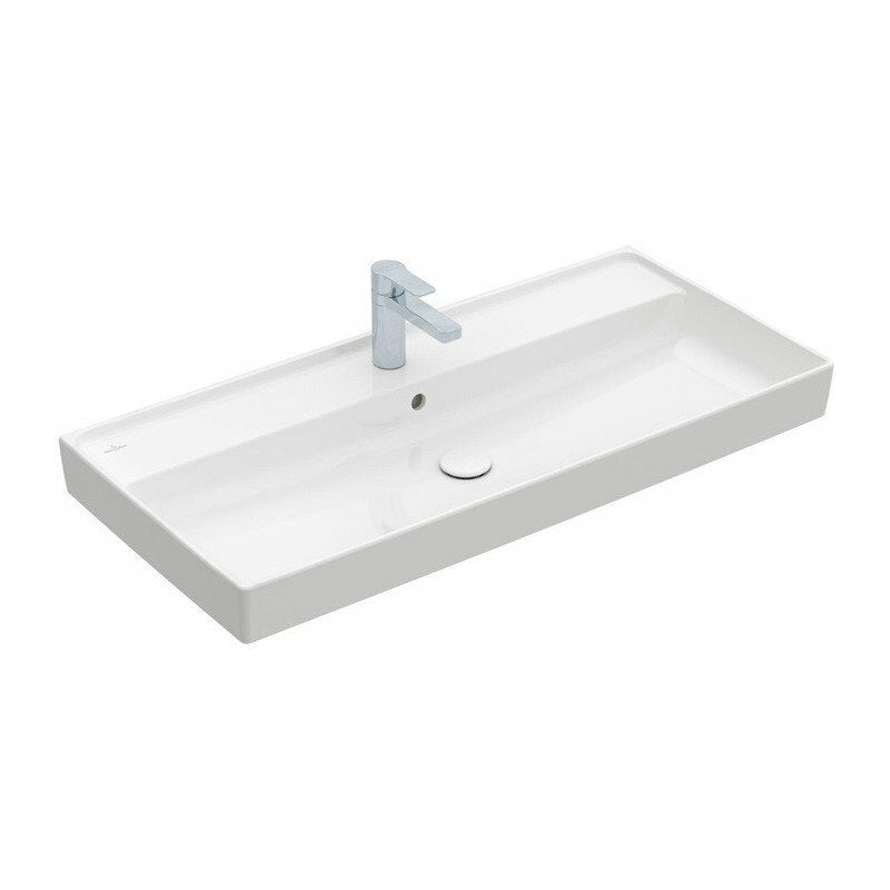 

Villeroy&boch - Collaro, Encimeras de lavabo, 1000 x 470 mm, Rectangular, Diseño registrado, para grifería de 3 orificios, orificio central