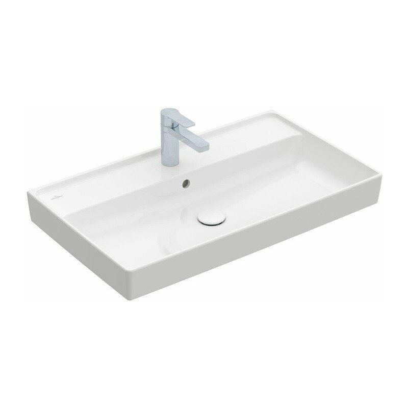 

Collaro, Encimeras de lavabo, 800 x 470 mm, Rectangular, Diseño registrado, para grifería de 3 orificios, orificio central perforado, con rebosadero,