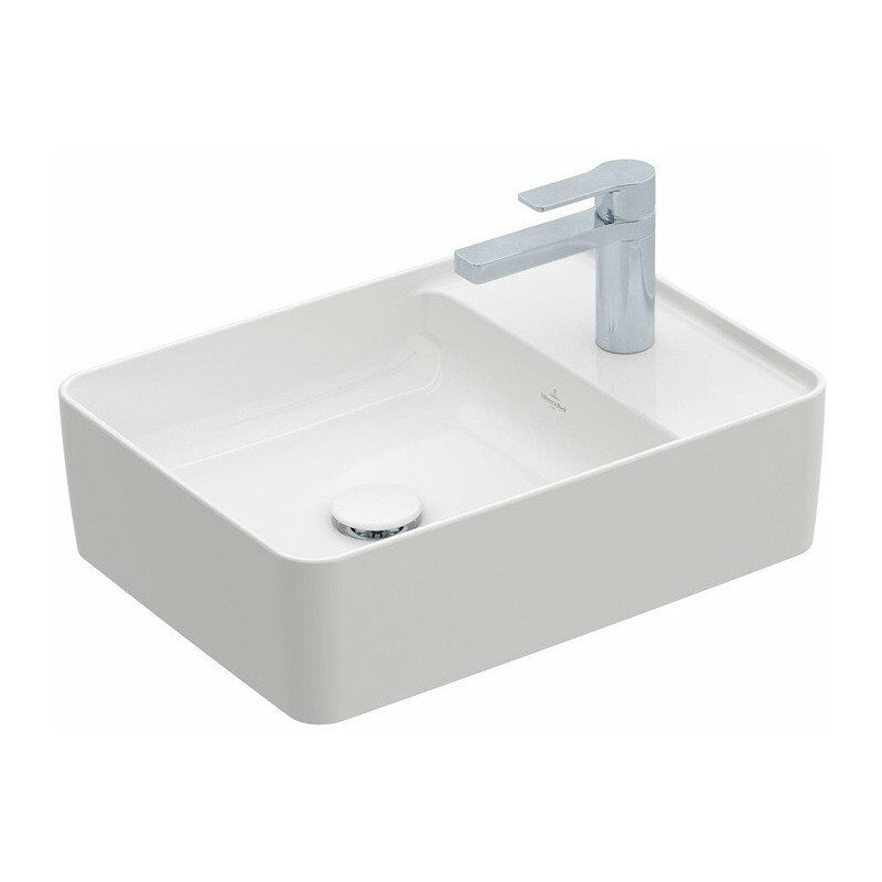 

Collaro, Lavabos sobre encimera, 510 x 380 mm, Rectangular, reversible, para grifo de pared o sobreelevado, con plataforma para grifo, orificio para