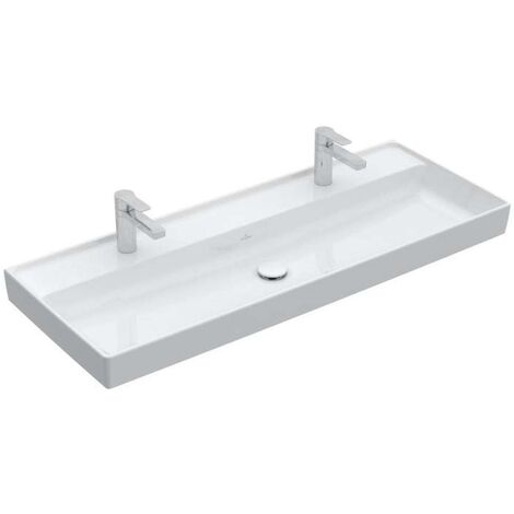 Collaro, Piani lavabo, 1200 x 470 mm, Rettangolare, Design depositato, per due rubinetti monoforo, fori per rubinetteria punzonati, senza troppopieno, Bianco