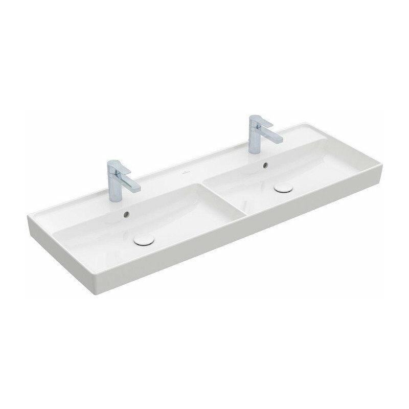 

Villeroy&boch - Collaro, Planos dobles, 1300 x 470 mm, Rectangular, Diseño registrado, para dos grifos de 3 orificios, orificios centrales