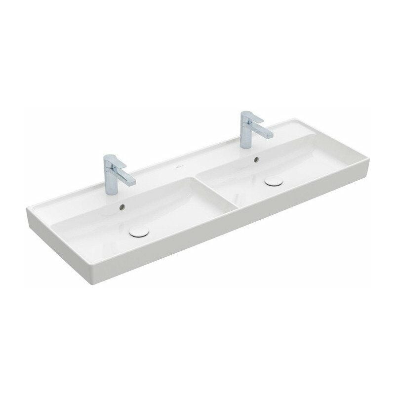 

Villeroy&boch - Collaro, planos dobles, 1300 x 470 mm, rectangular, para dos grifos de 3 orificios, orificios centrales perforados, sin rebosadero,