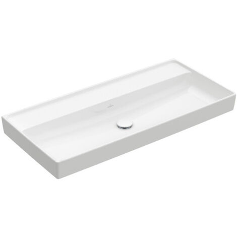 Collaro, Plans de toilette, 1000 x 470 mm, Rectangulaire, Modèle déposé, pour robinetterie murale, sans troude robinetterie, sans trop-plein, Blanc CeramicPlus