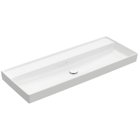 Collaro, Plans de toilette, 1200 x 470 mm, Rectangulaire, Modèle déposé, pour robinetterie murale, sans troude robinetterie, sans trop-plein, Blanc CeramicPlus