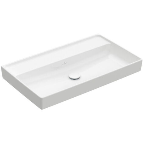 Collaro, Plans de toilette, 800 x 470 mm, Rectangulaire, Modèle déposé, pour robinetterie murale, sans troude robinetterie, sans trop-pleins, Stone White CeramicPlus