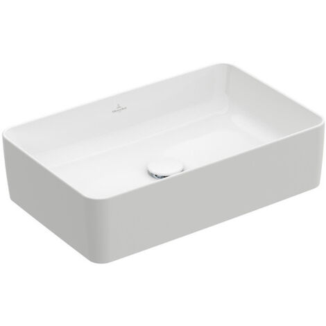 Collaro, Vasques à poser, 560 x 360 mm, Rectangulaire, pour robinetterie murale ou robinetterie surélevée, sans plage de robinetterie, sans trop-plein, Blanc CeramicPlus