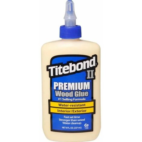 Colle à bois monocomposant PREMIUM II 237 ml – Résistance à l'eau ANSI Type II – Adhérence initiale forte – Séchage rapide – Titebond