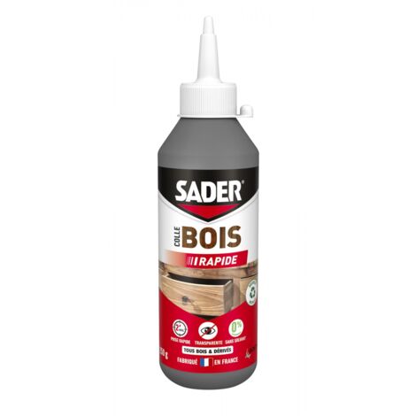 Sader – Colle à bois vinylique blanche 250g – Prise rapide 2 minutes – Résistance à l'arrachement – Ininflammable et sans solvant