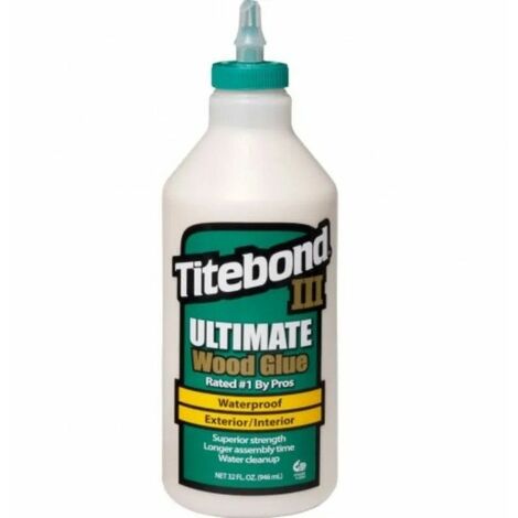 Colle à bois Pro ULTIMATE III 946 ml – Résistante à l'eau – Adhérence forte pour lutherie – Nettoyage à l'eau avant séchage – Titebond