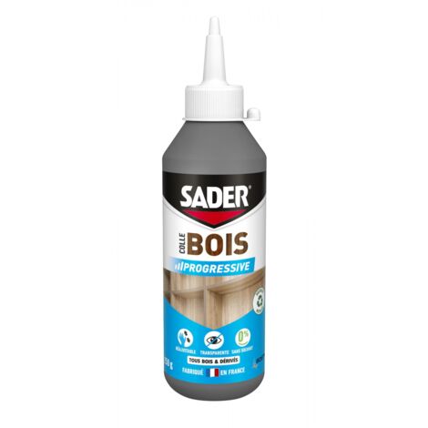 Colle à bois vinylique prise progressive 250g – Invisible après séchage – Excellente résistance à l'arrachement – Pour bois dur et dérivés – Sader