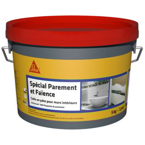 Colle à carrelage en pâte D1-ET - SIKA SikaCeram-300 Plaquette de parement- Blanc - 5kg