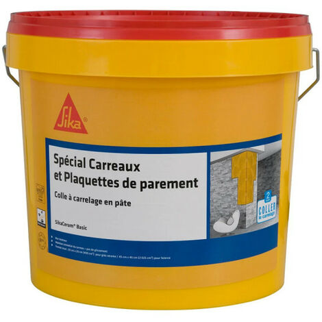 Colle à carrelage en pâte pour carreaux et plaquette de parement (D1-ET) - SIKA SikaCeram Basic - Ivoire - 15kg
