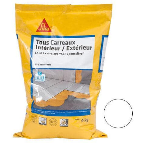 Colle à carrelage tous carreaux intérieur et extérieur (C2-ET) - SIKA SikaCeram Xtra - Gris - 4kg