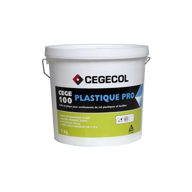 Colle acrylique Cegecol revêtements sols plastiques et textiles Cege 100 Plastique pro - Ivoire - 7kg - 581031