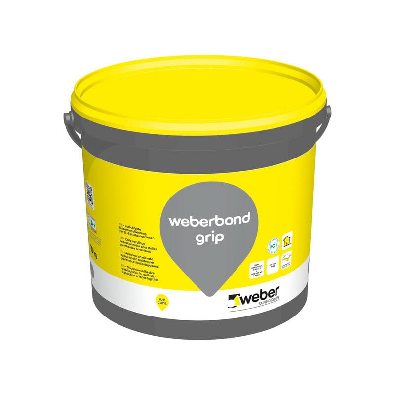 Colle acrylique repositionnable 10kg, Pour dalles plombantes, Sans solvant, Weberbond Grip , WEBER