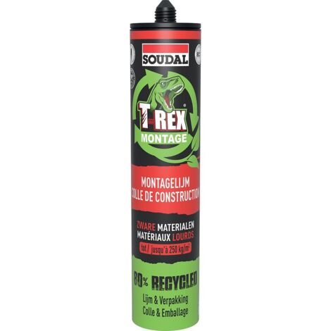Colle aqueuse T-rex green Montage Matériaux lourds cartouche de 350g - SOUDAL