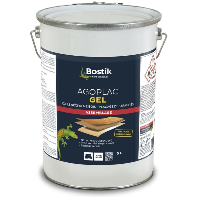 Colle néoprène Agoplac gel seau de 5L Bostik 30604788 - Blanc