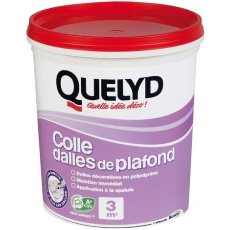 Colle en pâte sans solvant pour dalles plafond 1 kg – Adhérence immédiate pour polystyrène – Application intérieure facile – Quelyd