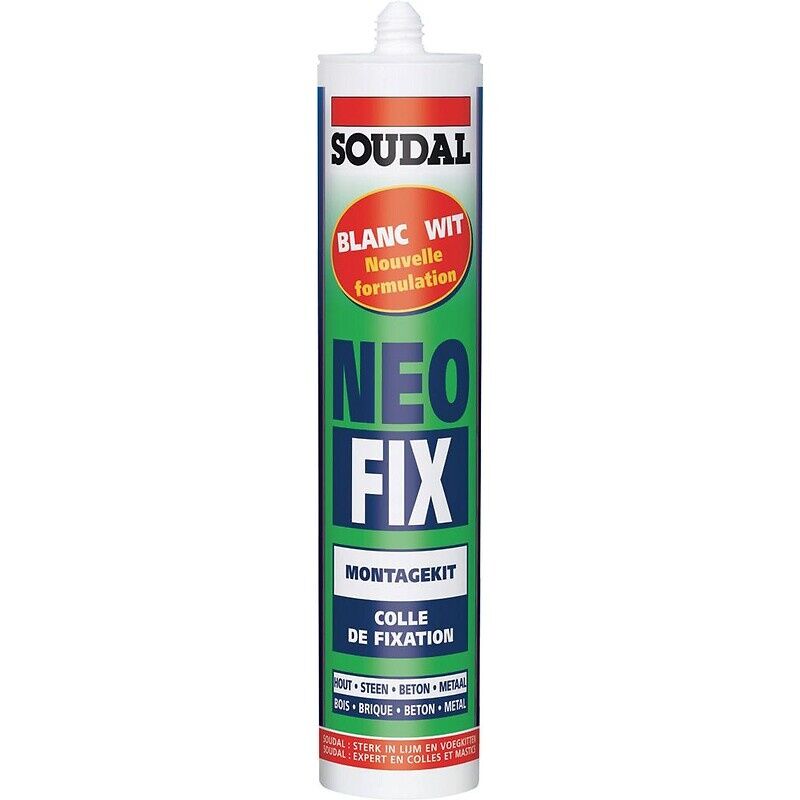 Soudal - Colle de fixation solvantée NeoFix prête à lemploi à bas de caoutchoucs synthétiques blanc cassé cartouche de 310ml - Blanc cassé