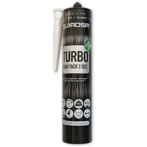 Colle de fixation Turbo High track - prise 3 sec multi-matériaux - 600 kg traction puissante - couleur neutre, cartouche de 300 ml