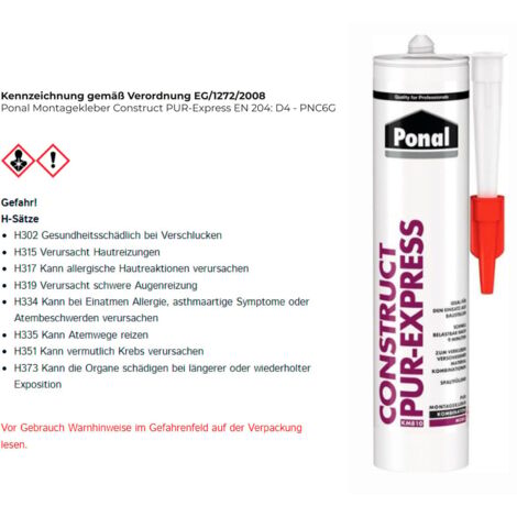 Colle de montage Construct PUR-Express EN 204 : D4 blanc perle 440 g cartouche