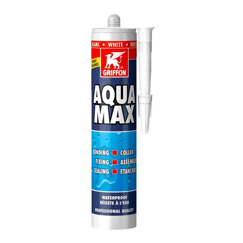 GEB - Mastic/Colle aqua max résistant à l'eau blanc cartouche 425g