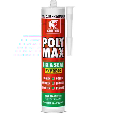 Colle de montage et mastic d'étanchéité POLY MAX FIX - SEAL EXPRESS - Cartouche 300 g - Crystal Clear