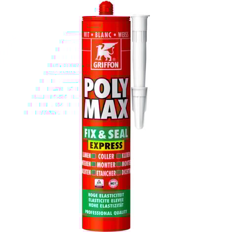 Mastic colle polymère POLYMAXFIXSEAL EXPRESS gris transparent carton de 12 cartouches de 300g