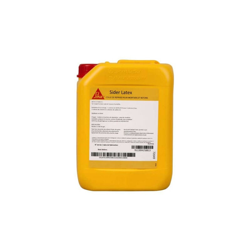 Colle de reprise pour mortiers et bétons Sika SiderLatex - Blanc laiteux - 5L