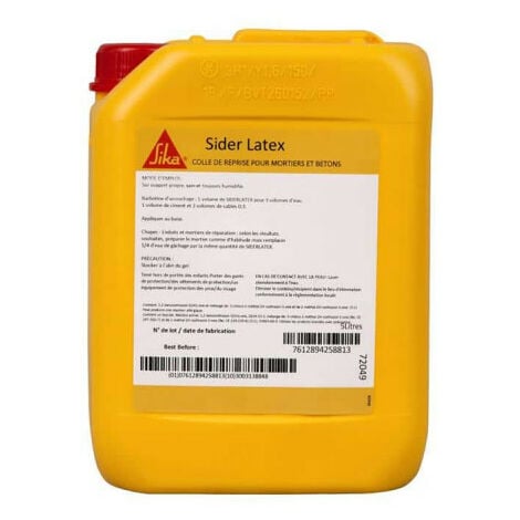 Colle de reprise pour mortiers et bétons - SIKA SiderLatex - Blanc laiteux - 5L