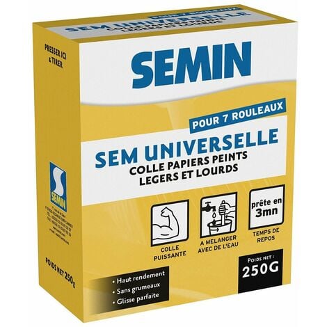 Colle en poudre pour papiers peints légers et lourds Semin Sem-Universelle - boite 250 g