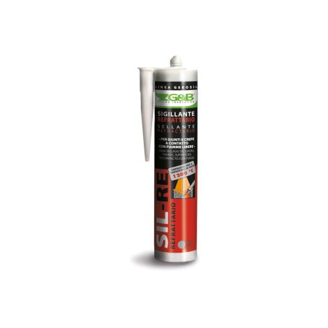 Colle en silicone réfractaire 310 ml – Joints gris pour cheminées, barbecues, fours et chaudières – Résistance à haute température – G&B Fissaggi