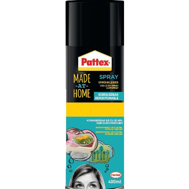 Made At Home - Colle en spray Repositionnable - Colle en aérosol 400ml - Pattex