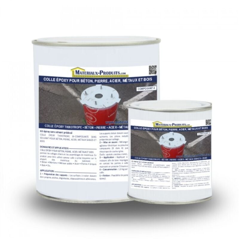 Colle epoxy pour béton, pierre, acier, métaux et bois - 1 Kg Gris béton Matpro
